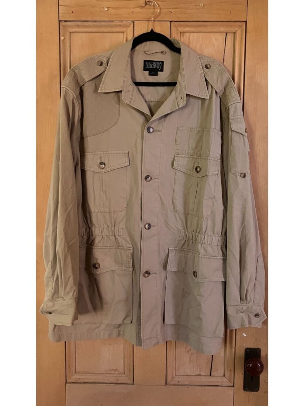 Midway USA Mens Hunting Safari Shooting NRA Khaki Jacket Size 2XL Beige SP EXC